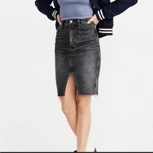 Abercrombie Distressed Denim Midi Skirt Sz:32 Color: washed black